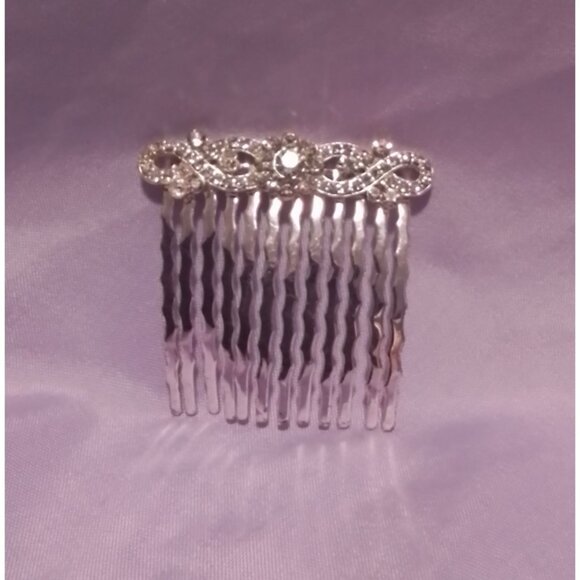 Silver Rhinestone Hair Comb Clip Bridal Wedding Accessories - Picture 1 of 2